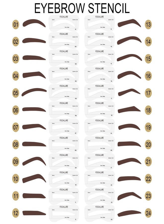 FOCALLURE Eyebrow Stamp and Eyebrow Stencil Kit, 24 Reusable Brow Shape, Sweatproof Eyebrow Powder, Long-Lasting, Easy to Use, Filling and Shaping Perfect Eyebrow Makeup, MEDIUM BROWN - Image 5